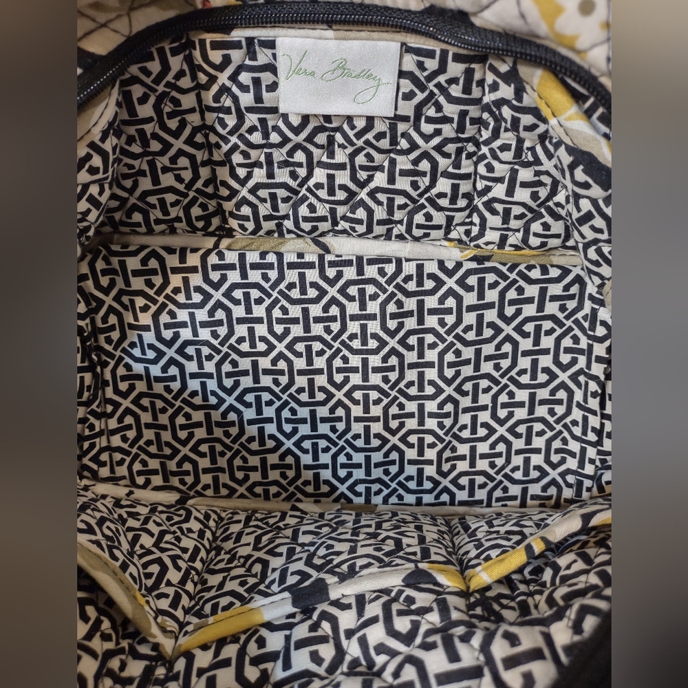 Vera Bradley Yellow and Black Floral Quilted Shoulder Bag - Picture 8 of 14